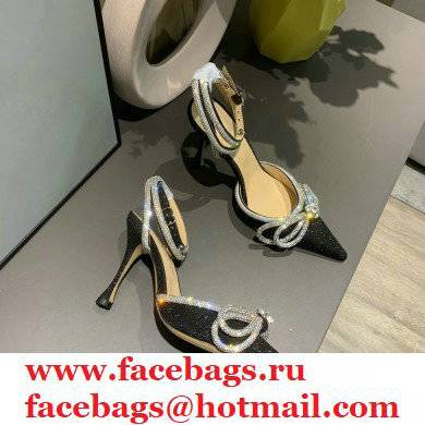 Mach  &  Mach 9cm heel Double Bow Crystal-Embellished Glittered Pumps black